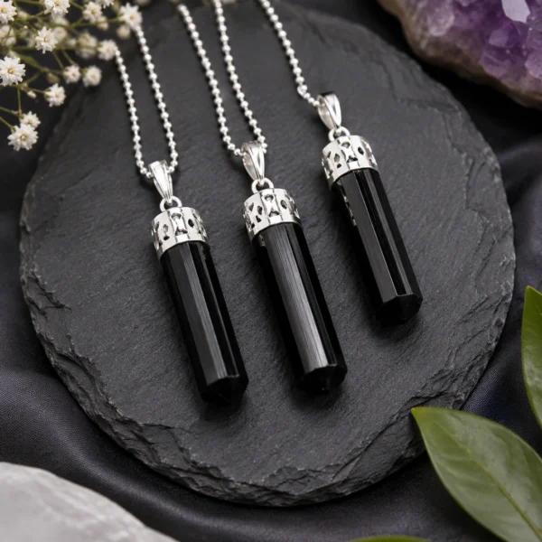 Black Tourmaline Pencil Pendant-02 Black Tourmaline Pencil Pendant-02