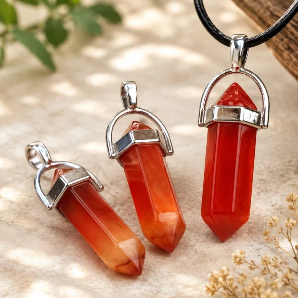 Carnelian Double Point Pendant-02