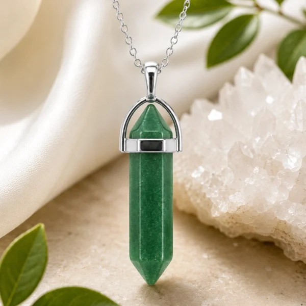 Green Aventurine Double Point Pendant-01 Green Aventurine Double Point Pendant-01