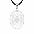 Shree Yantra Carving Clear Quartz Pendant__